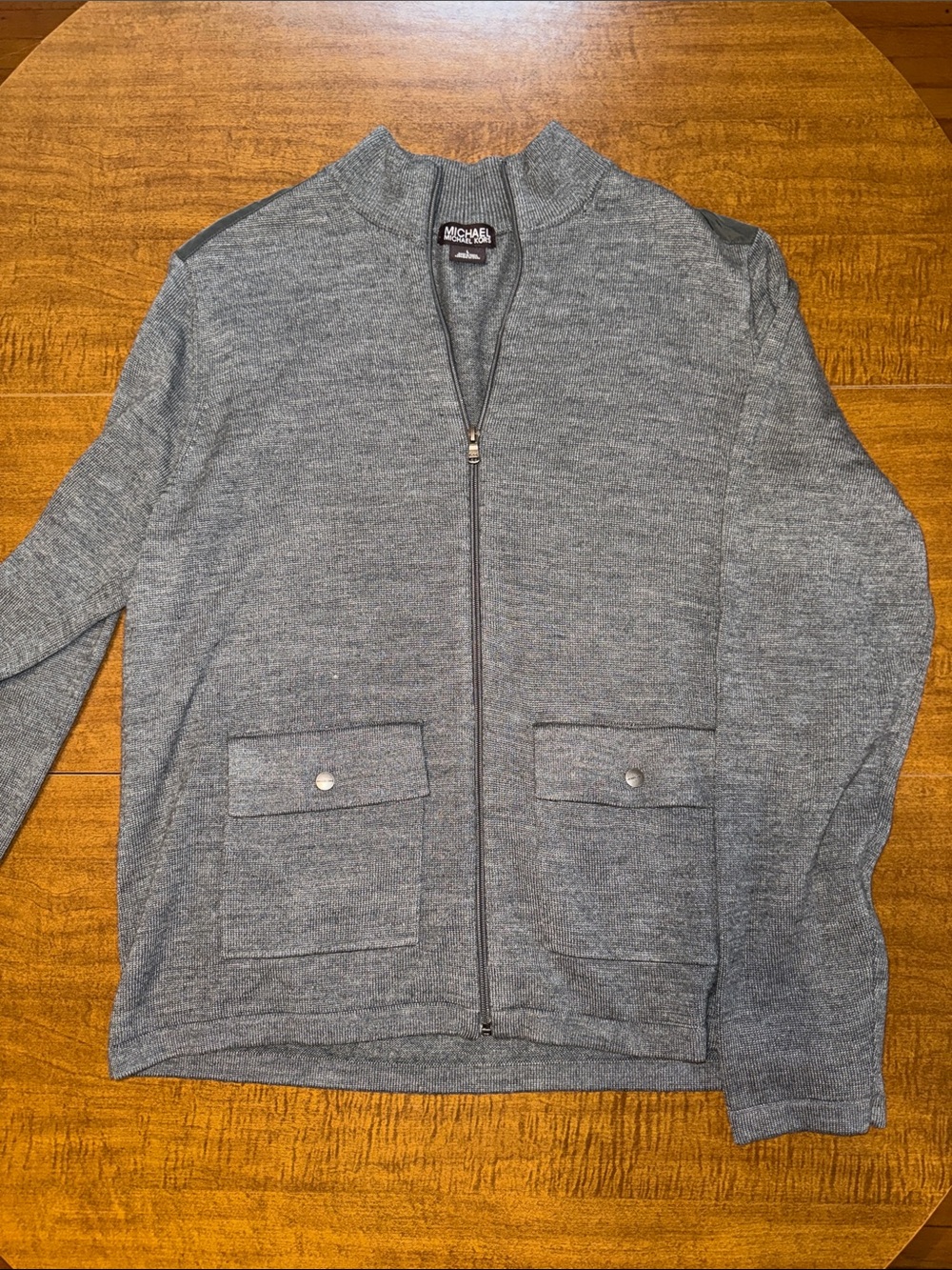 Michael Kors Men's Heather Gray Zip-Up Knit Cardigan